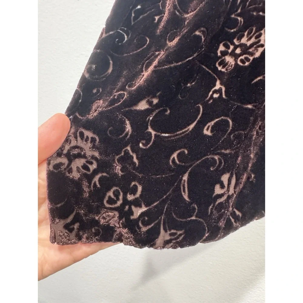 90s Y2K Look Cejon Silk Blend Brown Velvet Scarf Indie Boho Festival Whimsigoth